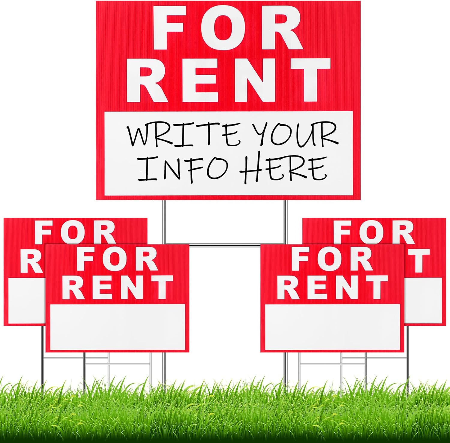 18 x 24 Inch for Rent Sign Set with Stands for Outdoor Use