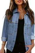 Sidefeel Womens Denim Jacket Zimbaplatinum - Relaxed Oversized Fit