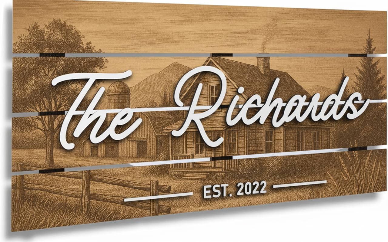 Personalized 3D Rustic Farmhouse Sign for Modern Country Decor