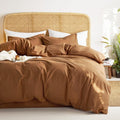 Cotton Duvet Cover Set King Size in Caramel Terracotta Color