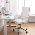 Home Office Chair Ribbed High Back - Modern Leather Executive