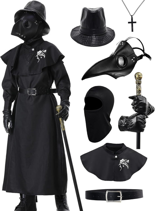 Plague Doctor Costume Kids Medieval Monk Cosplay Outfit Set