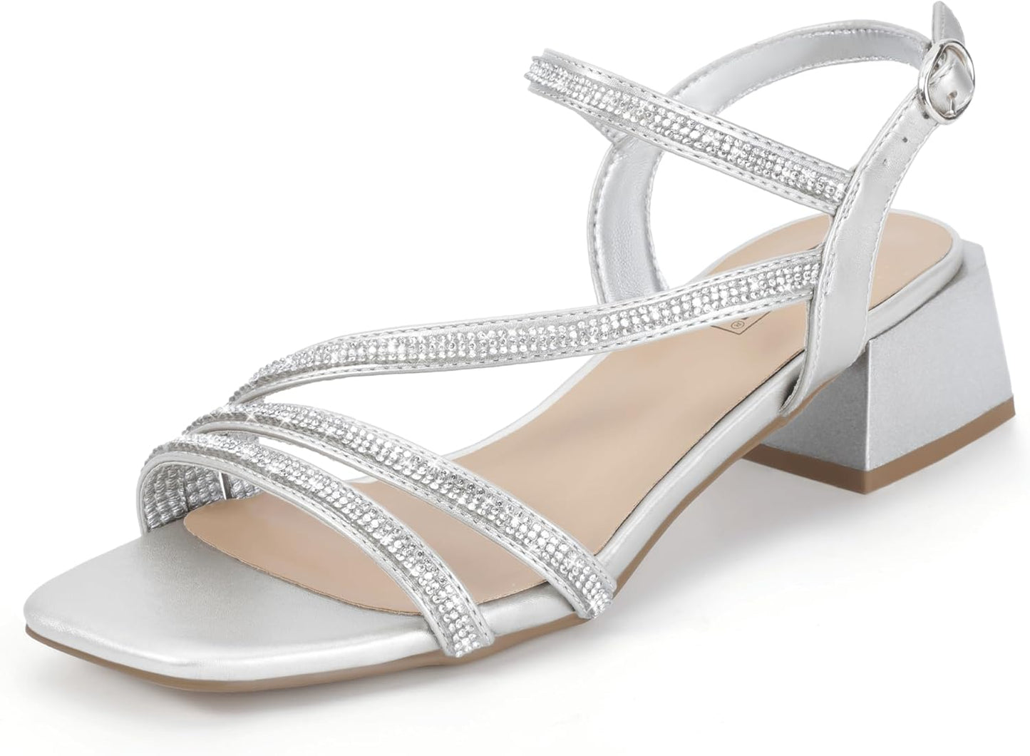 IDIFU IN2 Rhinestone Low Heels for Women - Sparkly Comfort