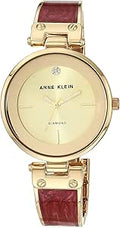 Anne Klein Women's Diamond Dial Bangle Watch with Gold-tone Style