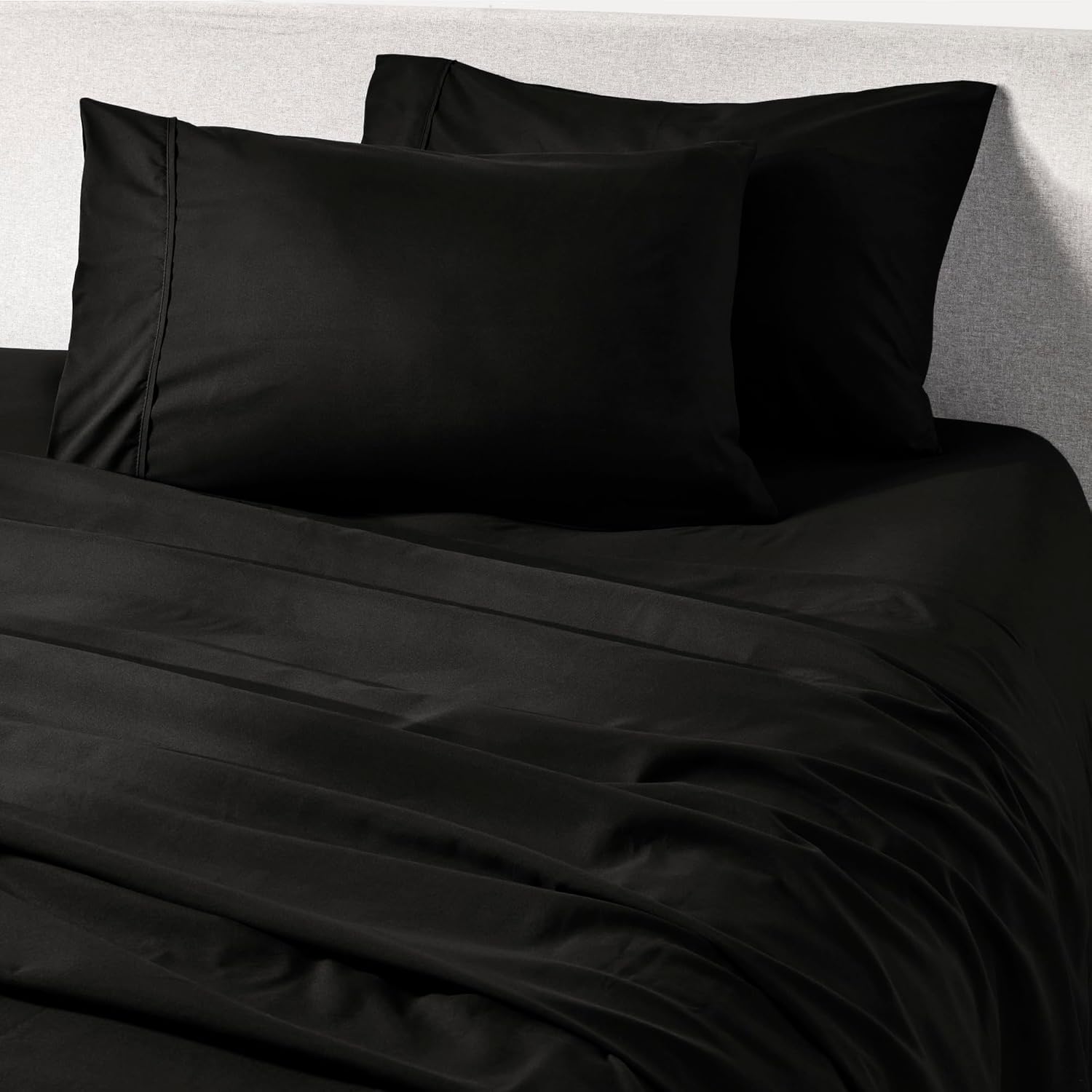 PeachSkinSheets Midnight Black XL Twin Sheet Set for Comfort