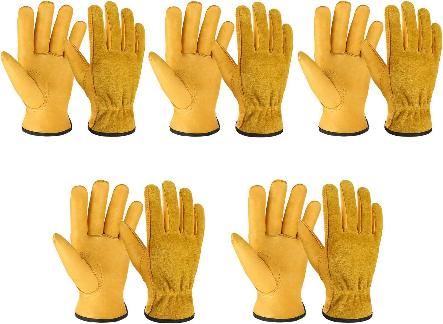 OZERO Leather Work Gloves for Wood Cutting and Yard Work