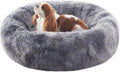 30 in Donut Dog Bed for Medium Dogs Tie-dye Grey - Calming Plush