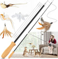Cat Teaser Wand Toys 43in Extendable Fishing Pole - Interactive Play