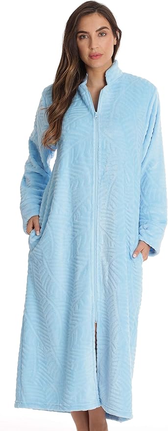 Just Love Plush Zipper Lounger Solid Robe for Ultimate Comfort