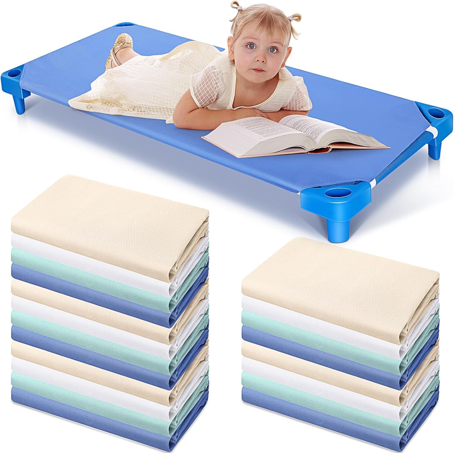 Macarrie 20 Pcs Daycare Cot Sheets for Toddler Comfort