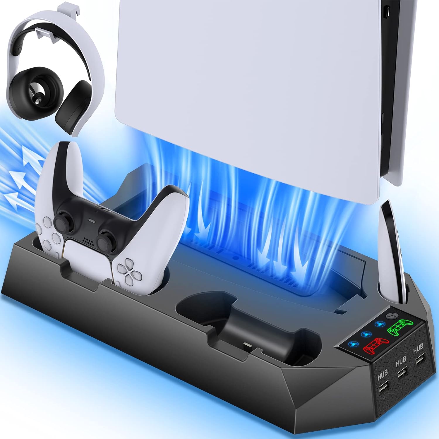 Cooling Station for PS5 with Dual Controller Charger & USB Hub