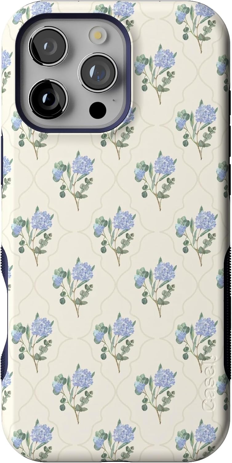 Casely iPhone 16 Pro Max Case - Vintage Garden Blue Hydrangea