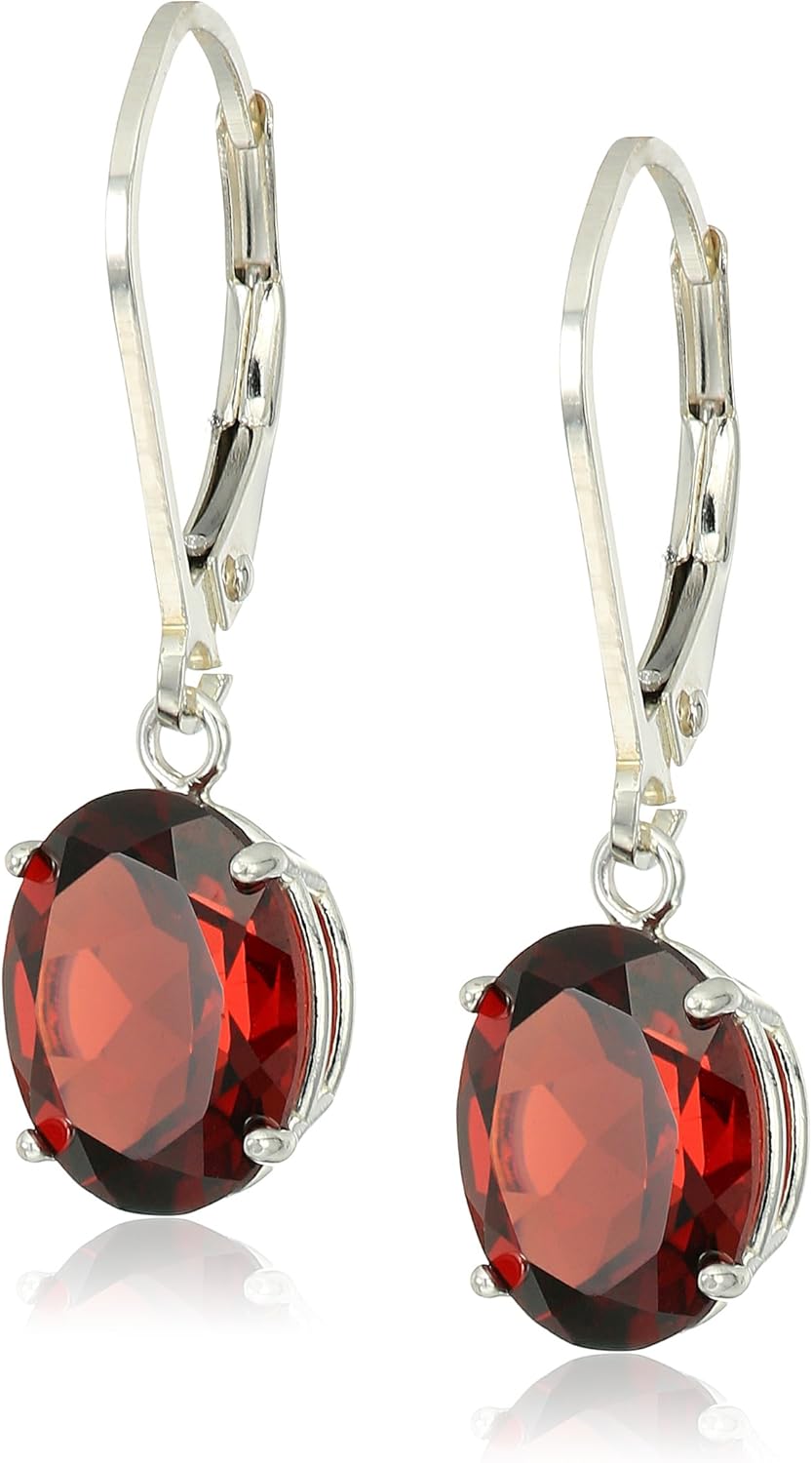 Elegant 925 Sterling Silver Red Garnet Dangle Earrings for Women
