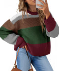 Color Block Cropped Sweater - Trendy Oversized Y2k Pullover Clothing