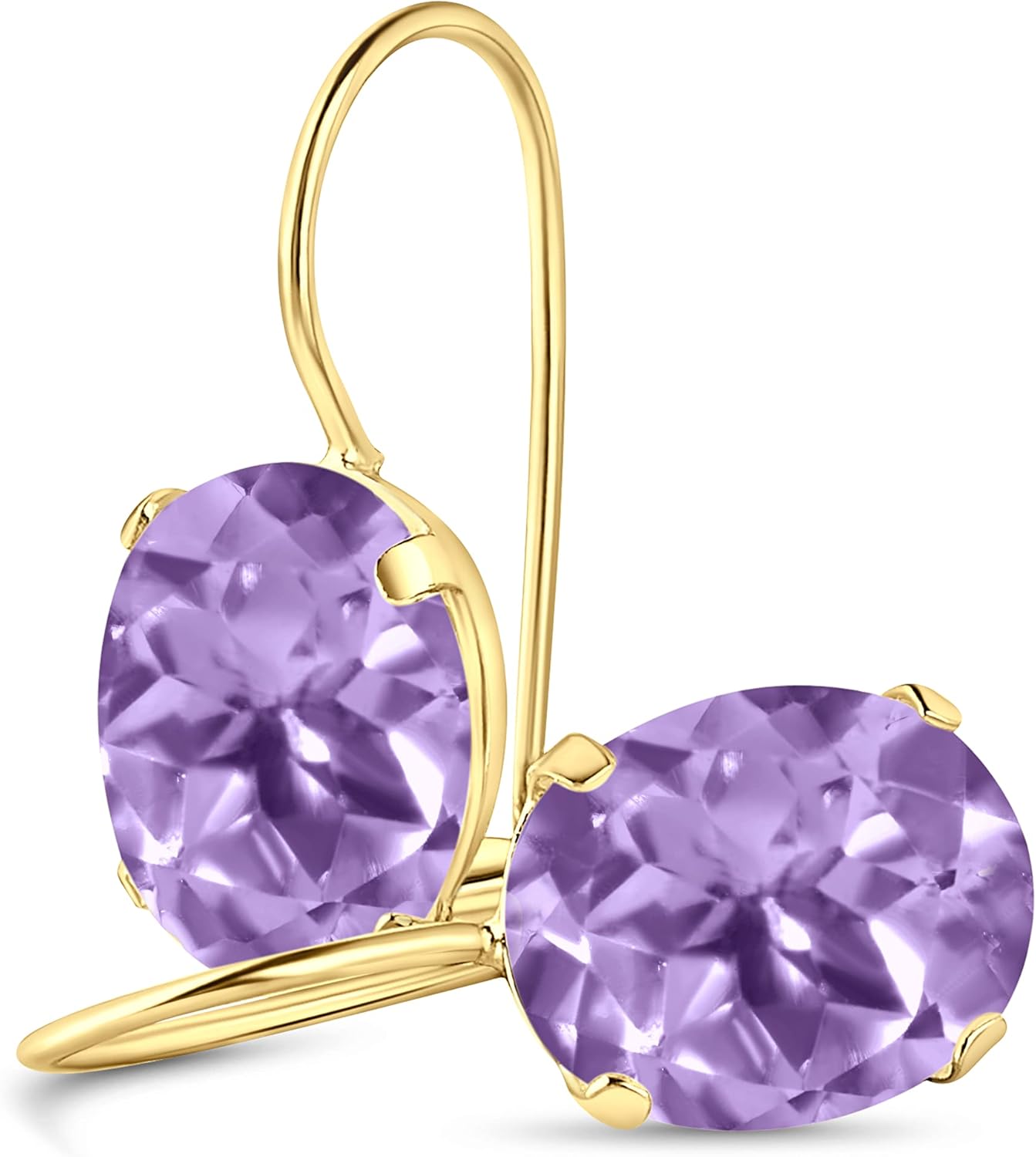 14K Gold Amethyst Earrings for Women - Dainty Dangle Design