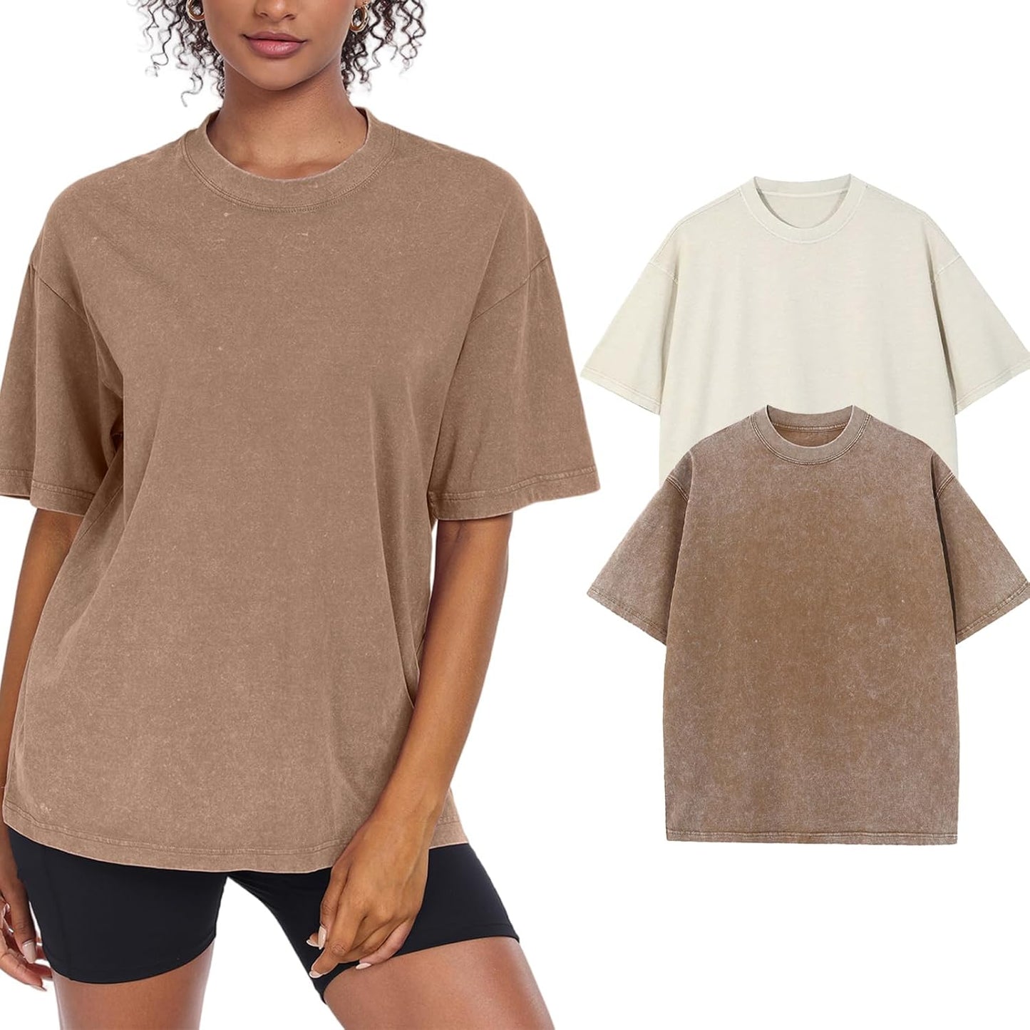 Womens Washed Vintage Oversized T-Shirt for Casual Streetwear