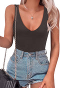 SAUNGKUAI Womens Plunge Deep V Neck Bodysuit - Sleek Summer Staple