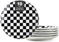 Ceramic Dinner Plates Set of 6 - 10in Black and White Checkered
