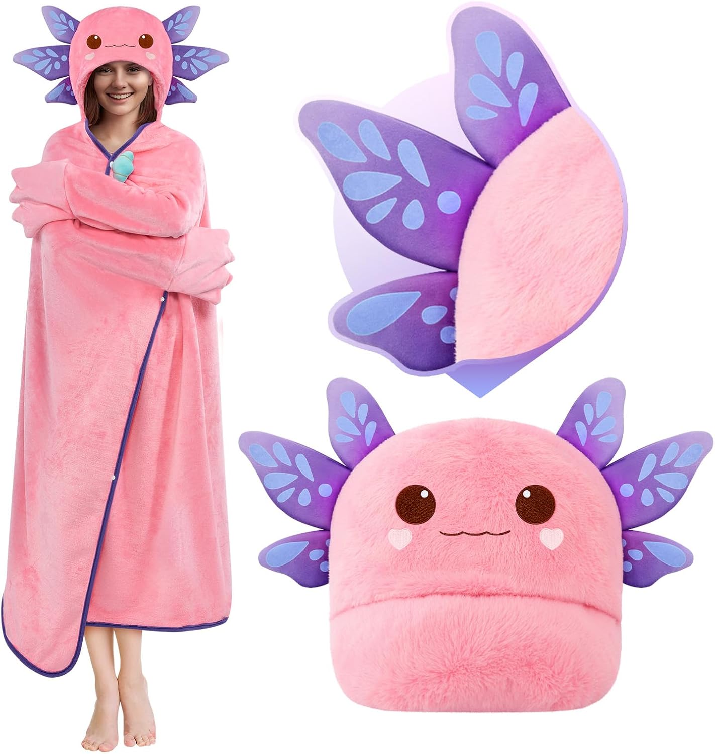 Wearable Axolotl Blanket Hoodie for Ultimate Comfort and Fun