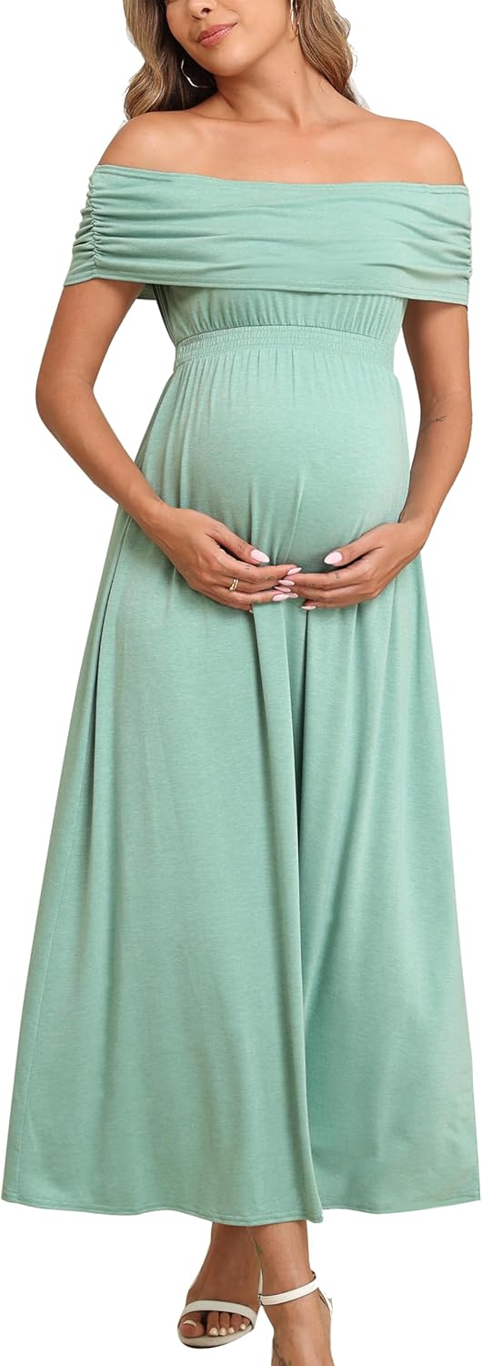 Off The Shoulder Maxi Maternity Dress for Photoshoots & More