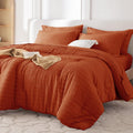 Muxhomo 7 Piece California King Comforter Set - All-Season Seersucker