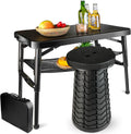 Portable Folding Table and Stool Set - Lightweight Foldable Outdoor