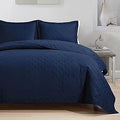 Tempcore Quilt Queen Size Navy Blue 3 Piece - Lightweight All-Season