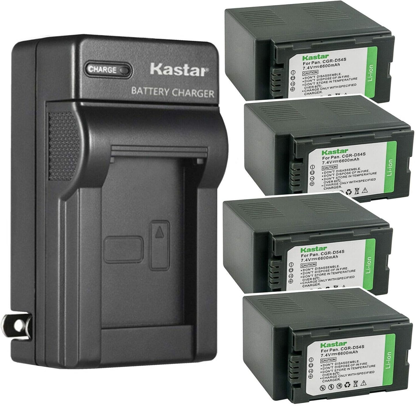 Kastar 4-Pack CGA-D54 Battery and AC Wall Charger Replacement