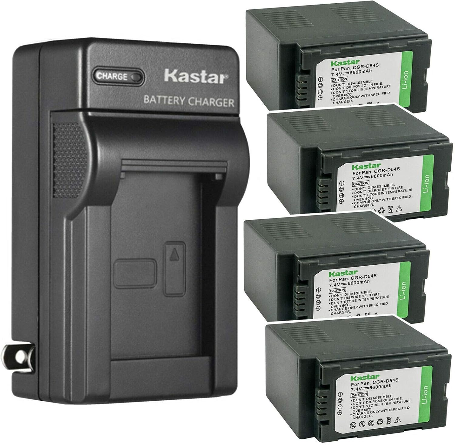 Kastar 4-Pack CGA-D54 Battery and AC Wall Charger Replacement