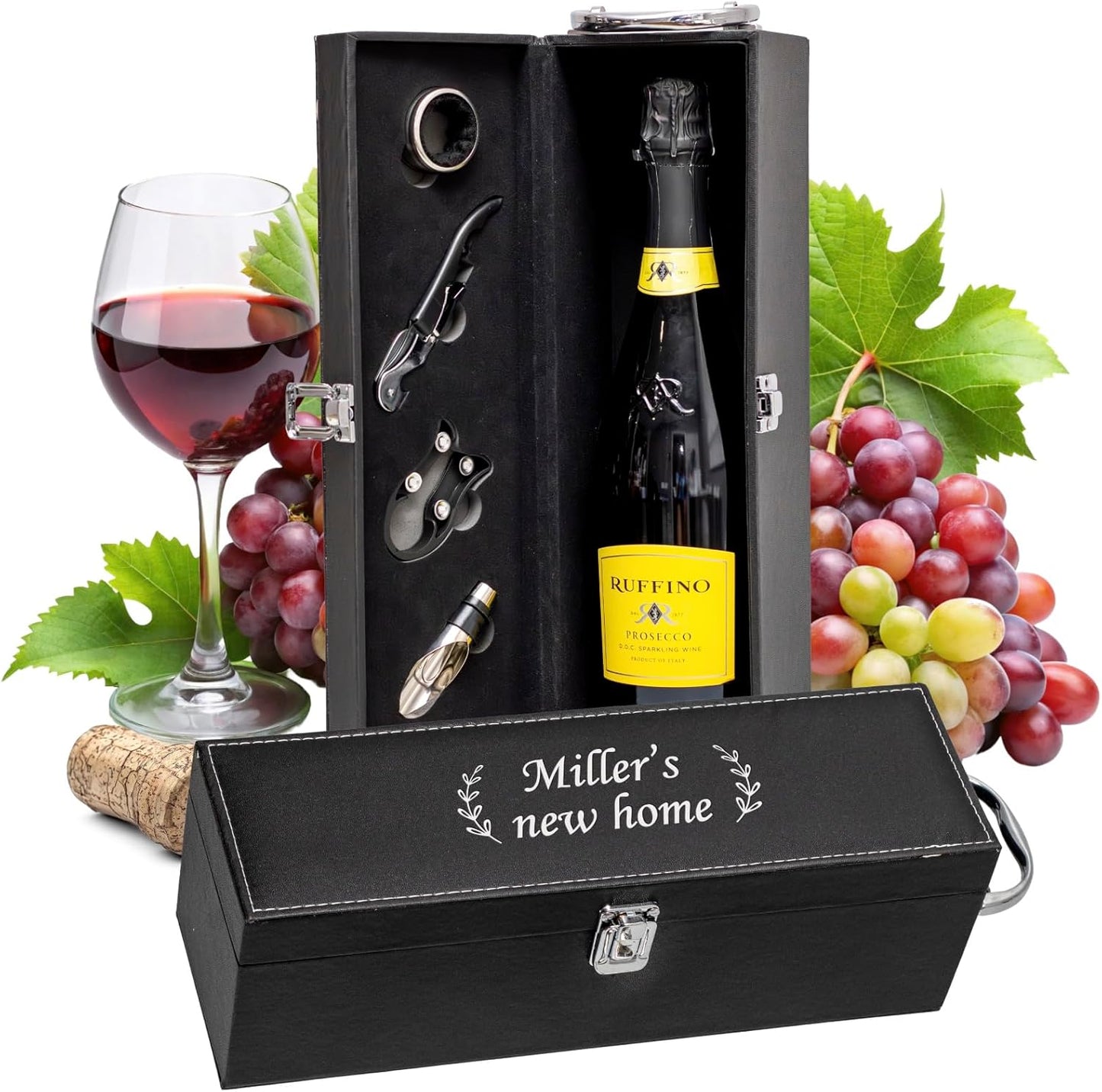 Custom Wine Box with Accessories for Newlyweds and Wine Lovers
