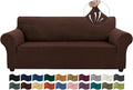Sofa Slipcover for 3 Cushion Couch - Stretchy Chocolate Cover