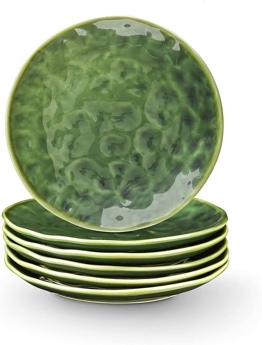 Vicrays Ceramic Round Dessert Salad Plates - 8 Inch Set of 6