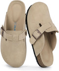 Suede Clogs for Women and Men - Adjustable Cork Footbed Mules