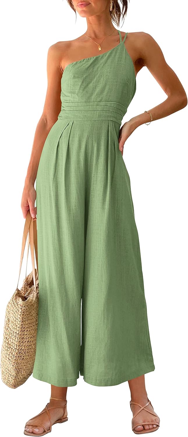 Stylish One Shoulder High Waist Jumpsuit for Summer Outings