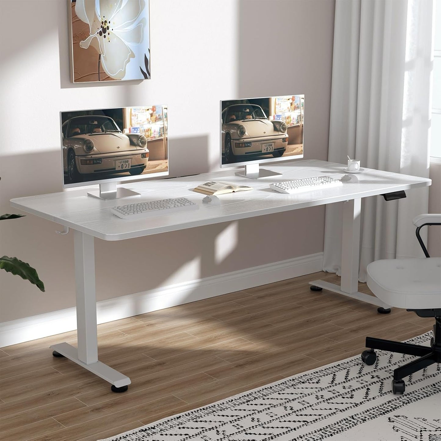 Veken 63x27.6 Inch Large Electric Standing Desk for Home Office