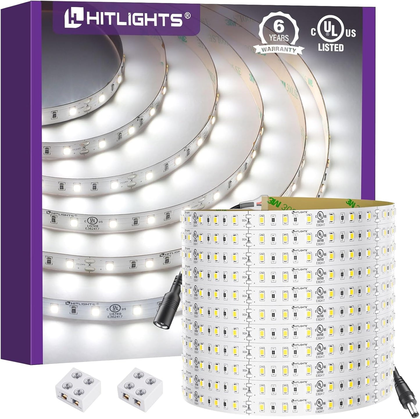 HitLights 26.2ft White LED Strip Lights for Custom Installations