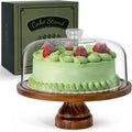 Elegant Acacia Wood Cake Stand with Dome Lid for Baking Lovers