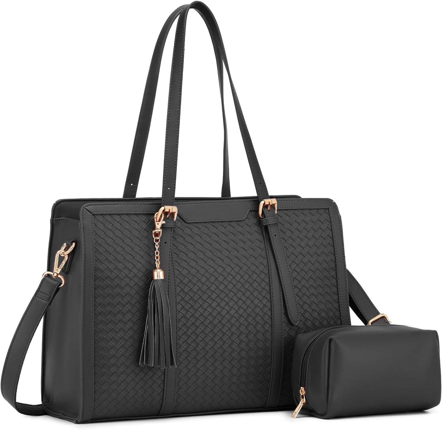 Stylish Laptop Tote Bag for Women - Large PU Leather Work Bag