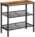 End Table 3-Tier Narrow Side Table - Rustic Brown & Black