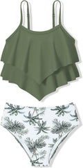 girls swimsuit 2 piece bikini set - tiered ruffled high waisted