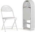 Set of 8 White Plastic Folding Chairs, 650-lb. Capacity
