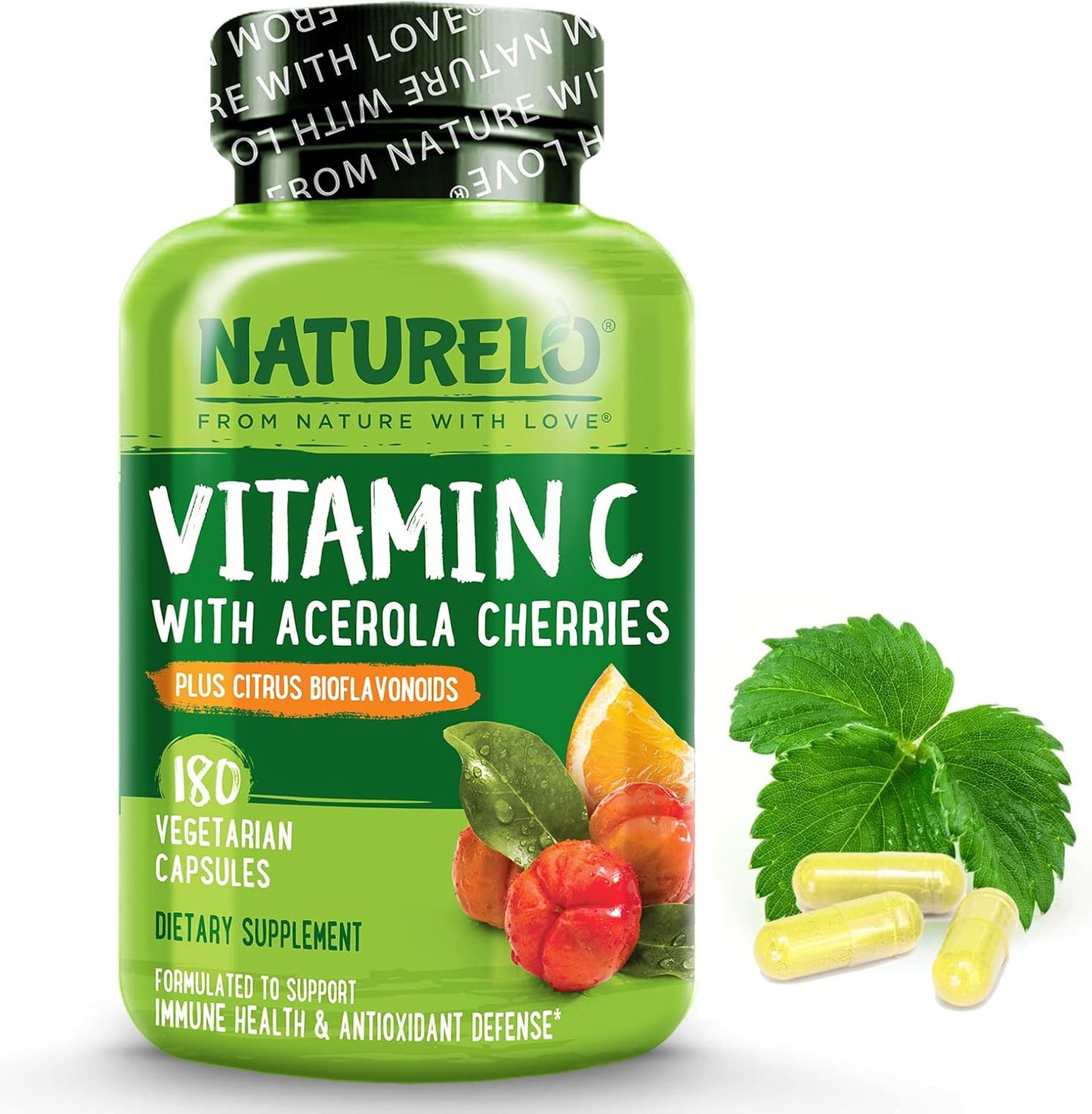 NATURELO Vitamin C with Organic Acerola Cherry Extract for Immunity