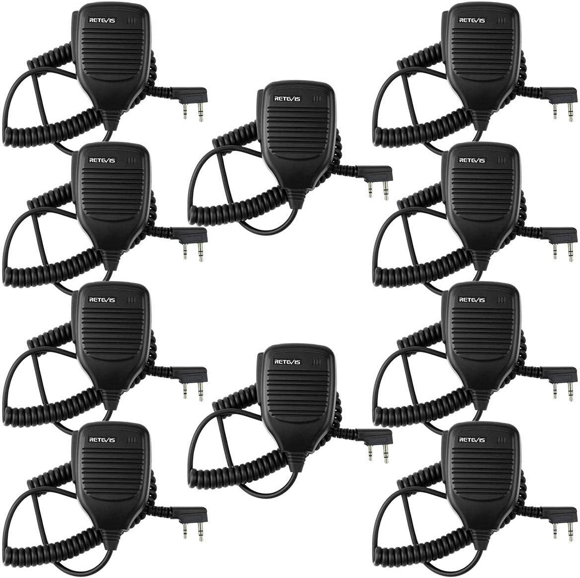 Retevis 2 Pin Shoulder Mic Speaker for Walkie Talkies - 5 Pack