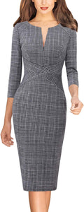 Womens Slim Zipper Up Work Pencil Sheath Dress - Sleek Office Fit