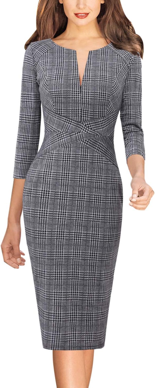 VFSHOW Womens Slim Zipper Up Bodycon Pencil Dress for Work