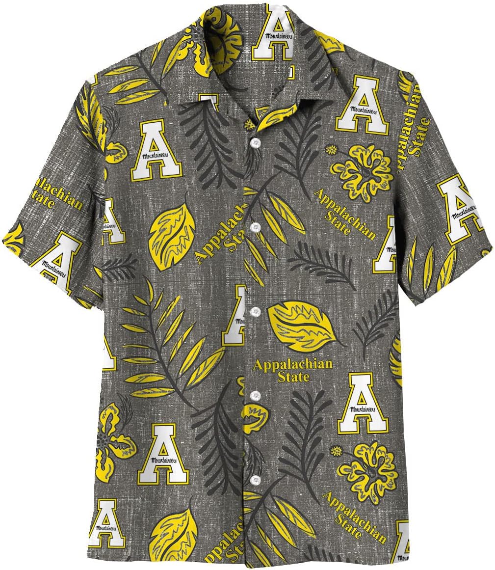 Wes and Willy Mens College Sports Fan Hawaiian Floral Shirt