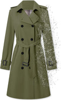 Betusline Women's Trench Coat Waterproof with Double Breasted Style