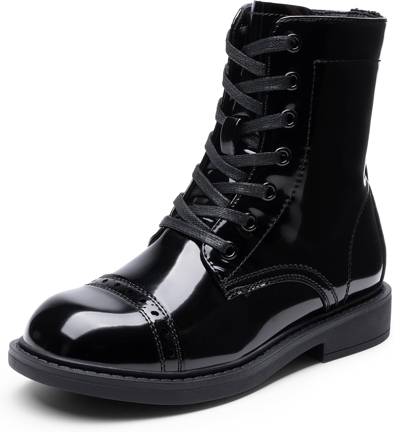 DREAM PAIRS Girls Boys Combat Ankle Boots with Side Zipper