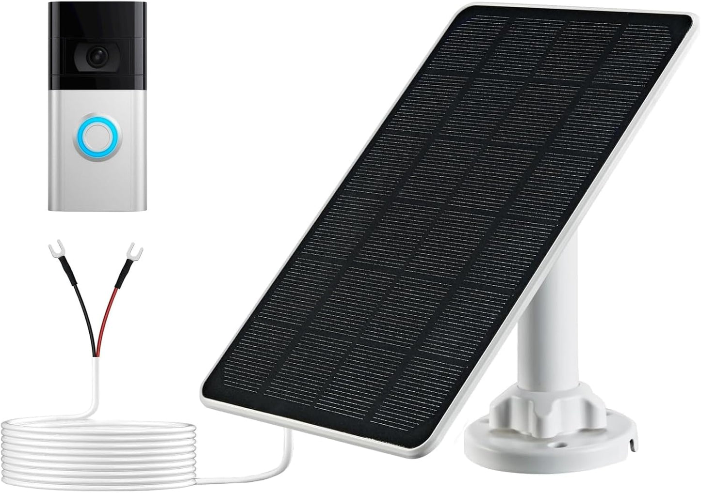 Boost Ring Doorbell Power Anywhere! Solar Charger Kit - 13ft Cable, 360 Mount