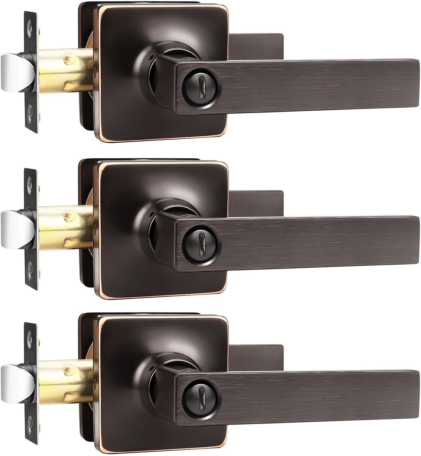 GOBEKOR Oil Rubbed Bronze Door Handles for Bedroom Privacy